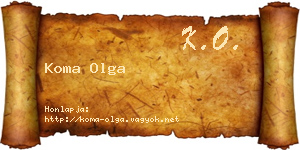 Koma Olga névjegykártya
